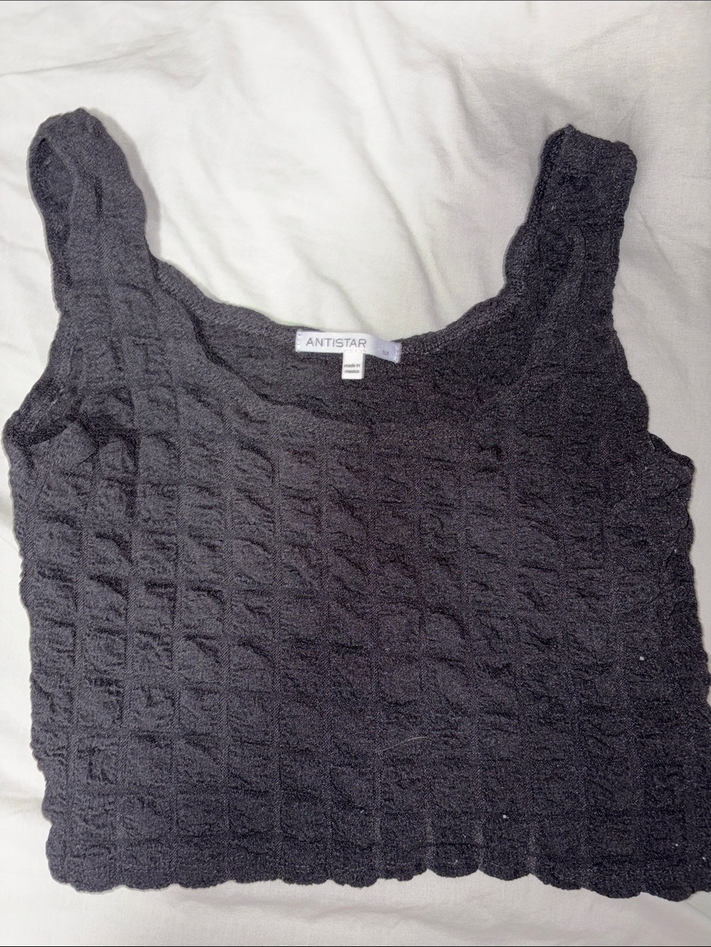 ANTISTAR Black Textured Crop Tank Top